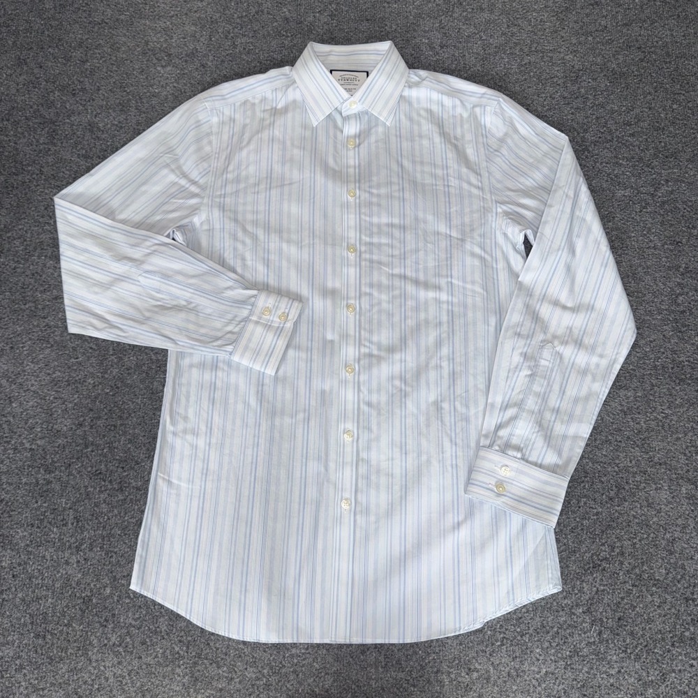 Charles Tyrwhitt Extra Slim Fit Non-Iron Dress Shirt 15.5 35 Blue White Stripe